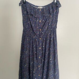 Blush strapless floral midi dress sz L